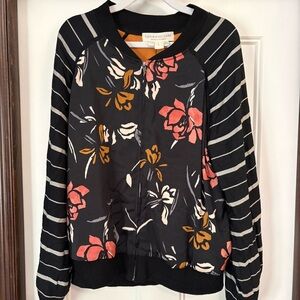 💐SPRING Jacket💐 Saltwater LUXE Black Floral Bomber Jacket sz Large